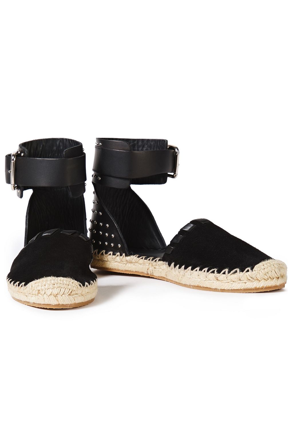 RED(V) Studded leather and suede espadrilles