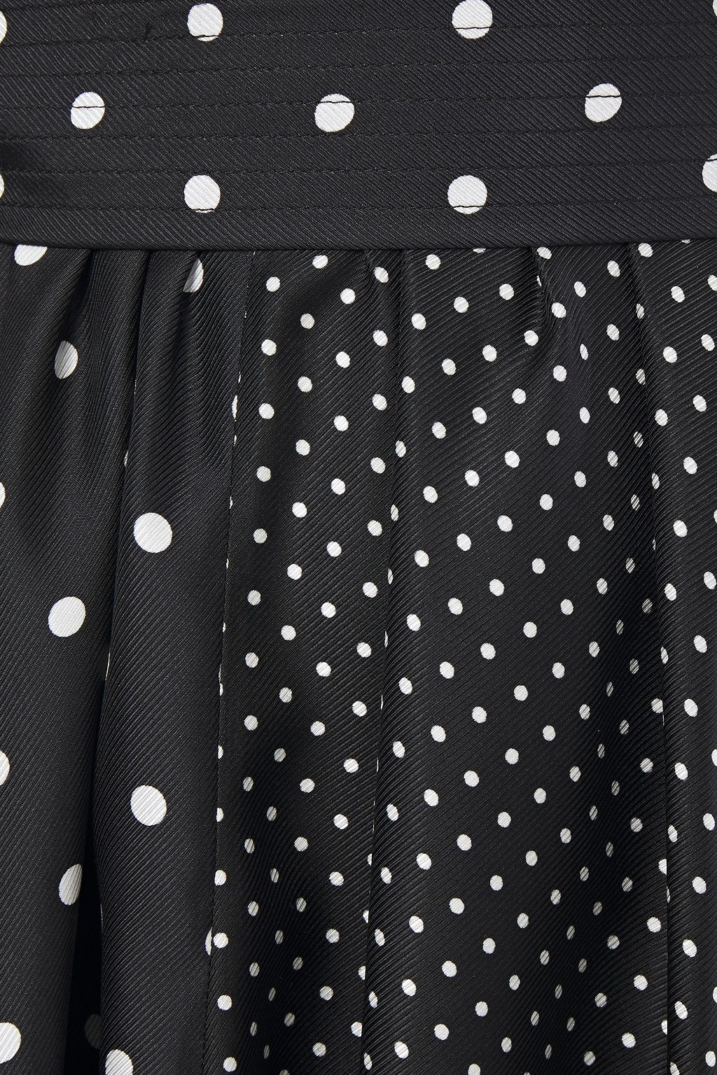 ADAM LIPPES Paneled pleated polka-dot silk-twill midi dress