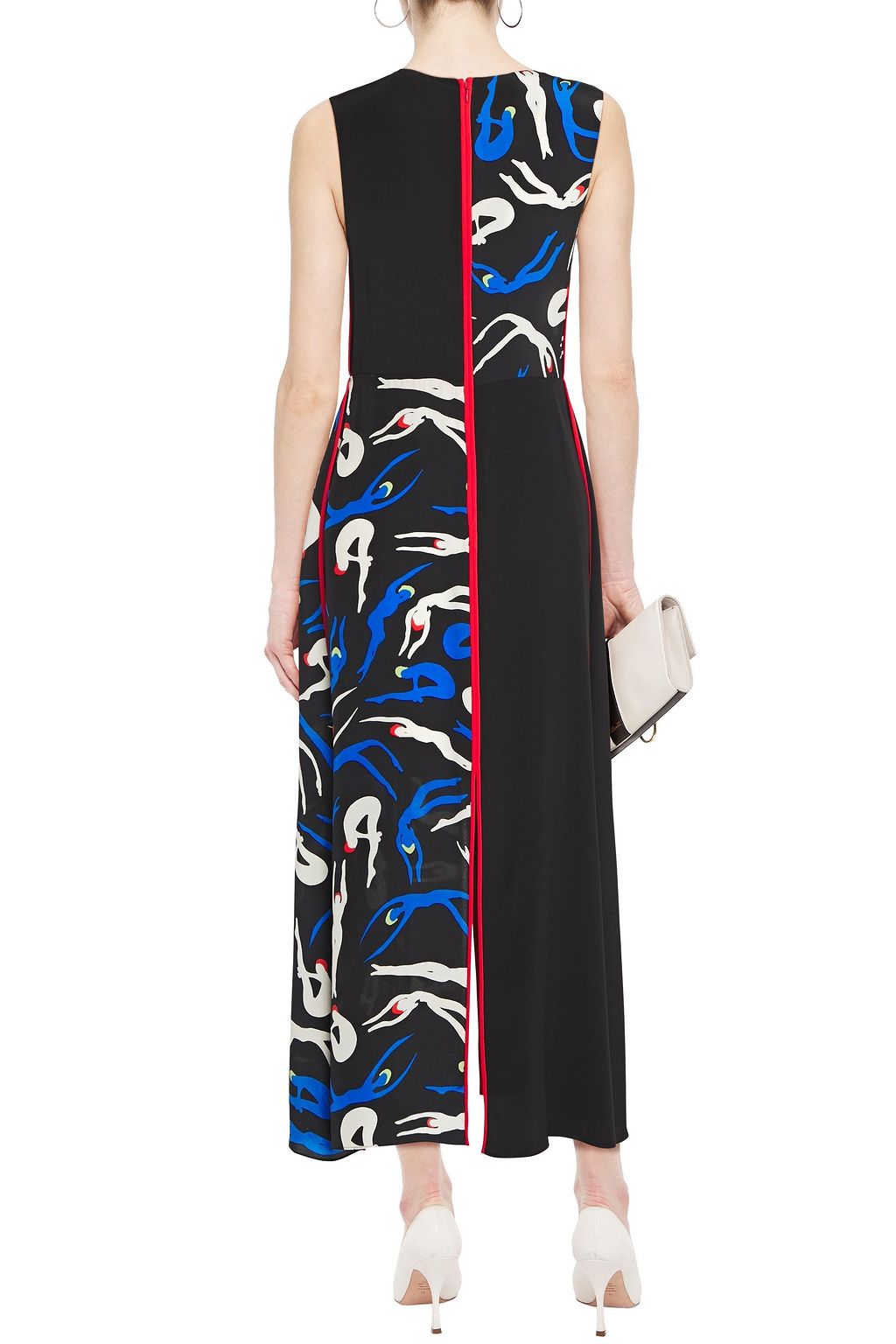 DIANE VON FURSTENBERG Paneled printed silk-crepe midi dress