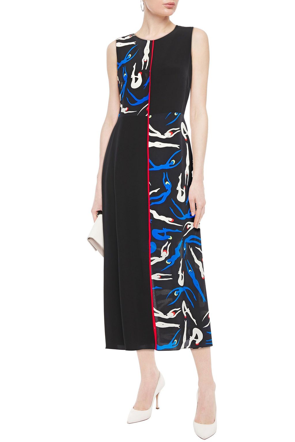 DIANE VON FURSTENBERG Paneled printed silk-crepe midi dress