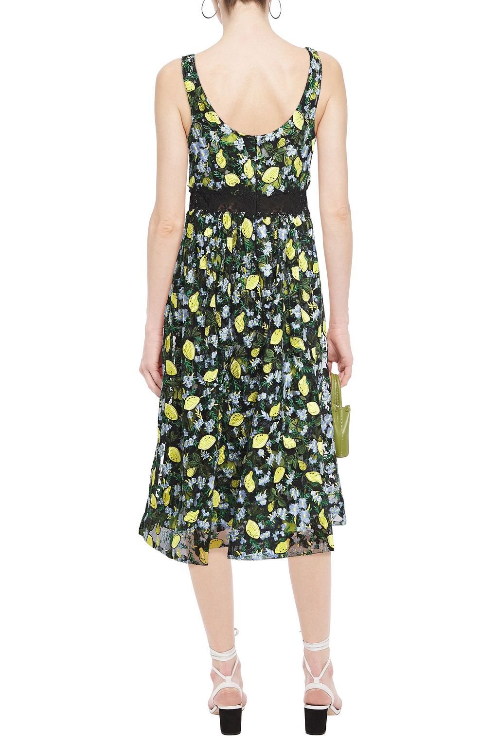 DIANE VON FURSTENBERG Guipure lace-trimmed embroidered tulle midi dress
