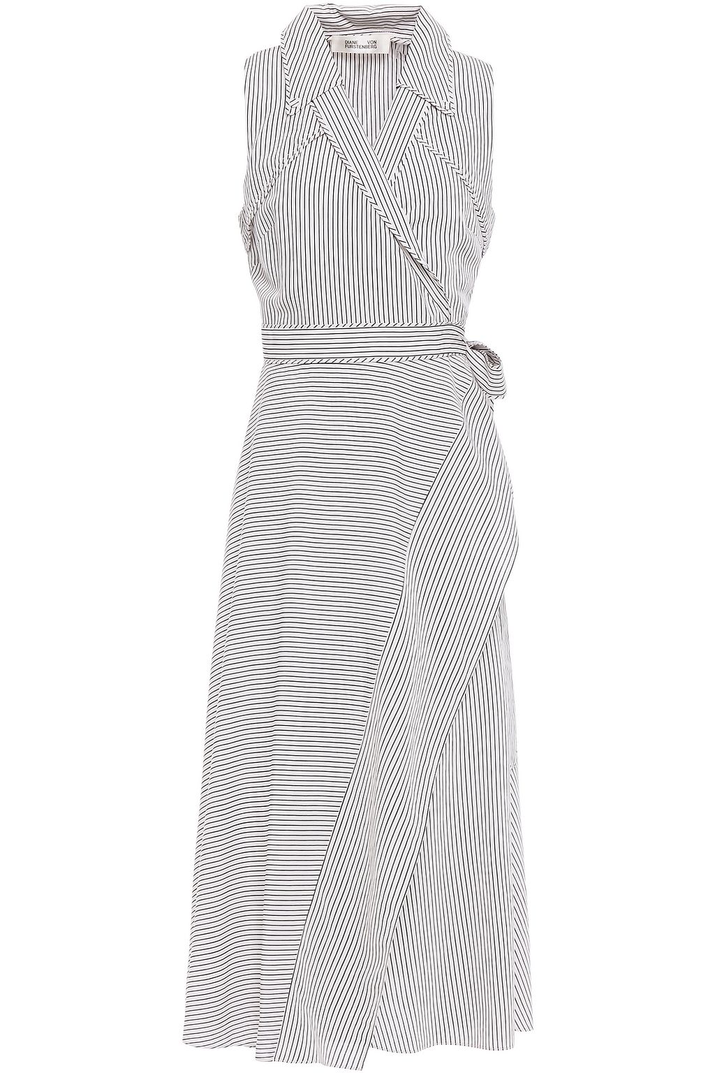 striped midi wrap dress