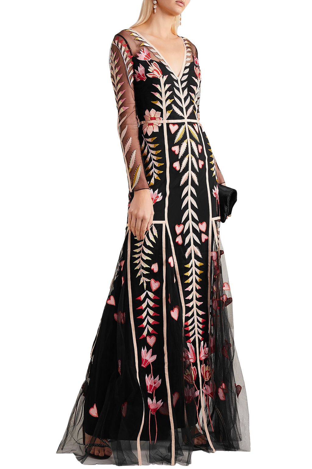 TEMPERLEY LONDON Rosy embroidered tulle maxi dress