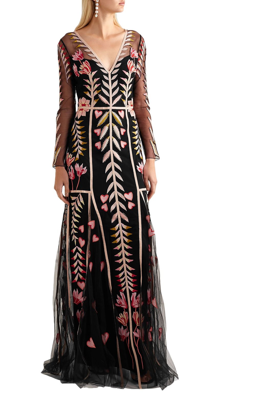 TEMPERLEY LONDON Rosy embroidered tulle maxi dress