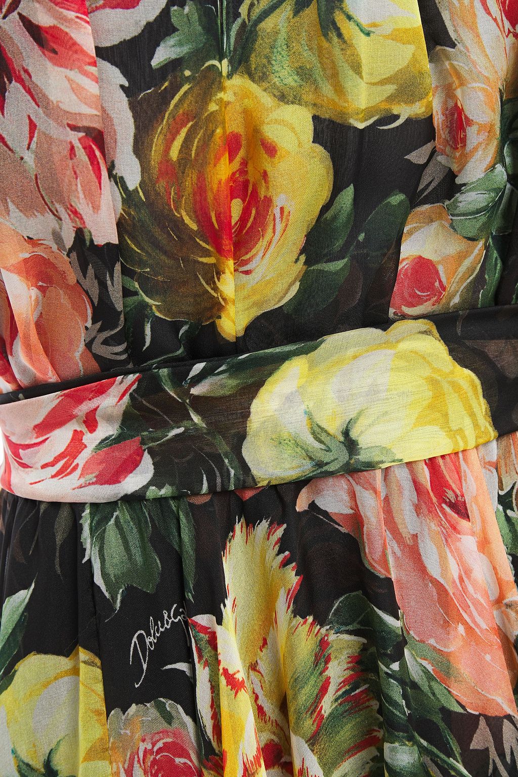 DOLCE&GABBANA Belted floral-print silk-chiffon dress