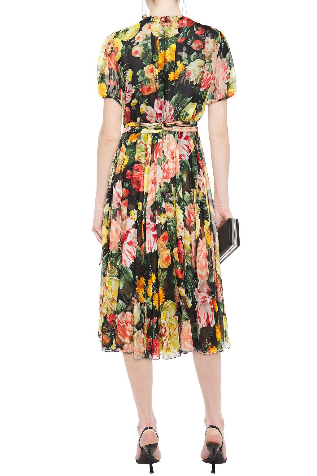 DOLCE&GABBANA Belted floral-print silk-chiffon dress