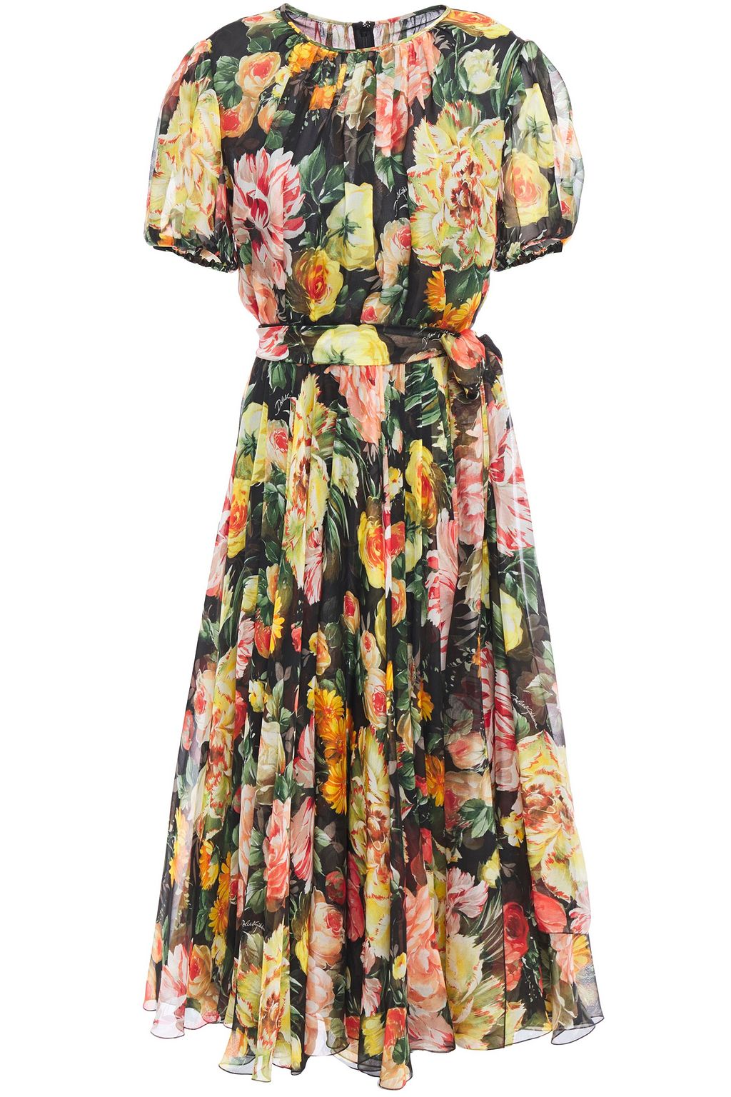 DOLCE & GABBANA Belted floral-print silk-chiffon dress | Sale up to 70% ...