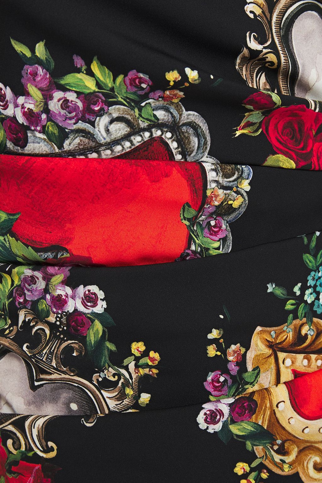 DOLCE&GABBANA Off-the-shoulder printed stretch-silk midi dress