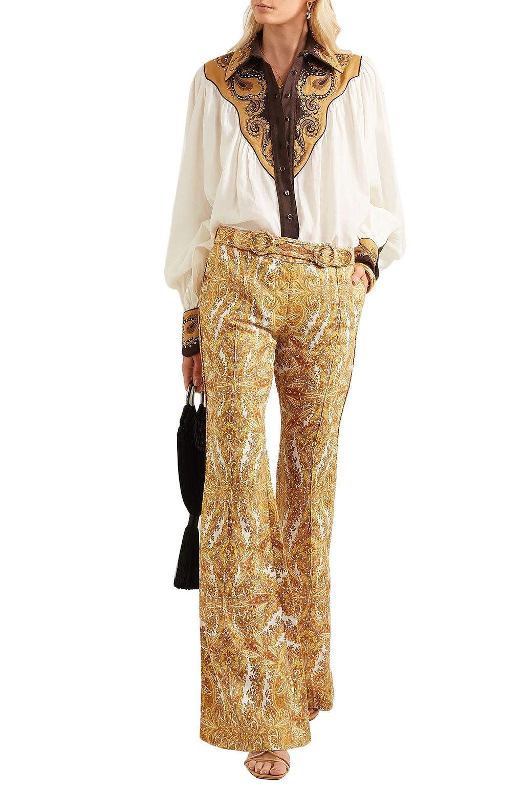 ZIMMERMANN Zippy paisley-print linen flared pants