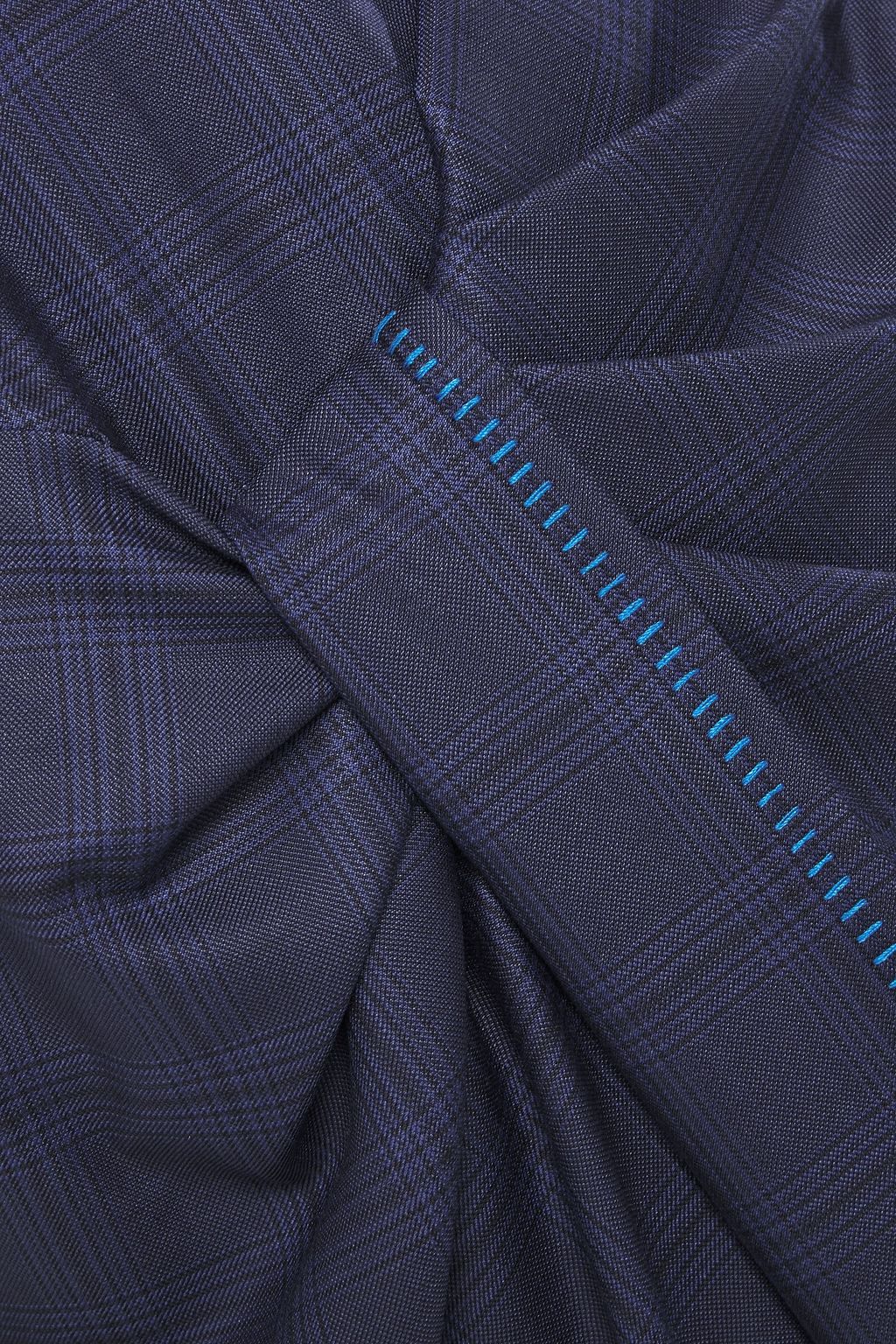 ROLAND MOURET Dalva gathered Prince of Wales checked wool and silk-blend midi dress