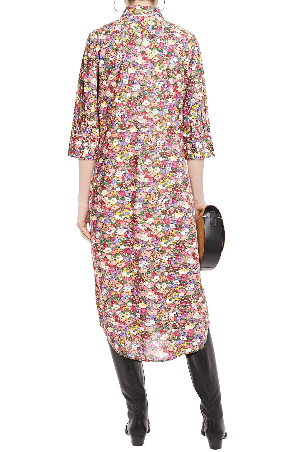 R13 Floral-print cotton-poplin midi shirt dress