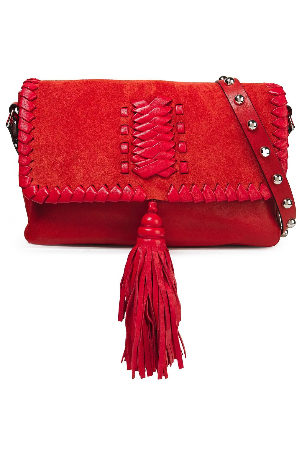 red suede shoulder bag