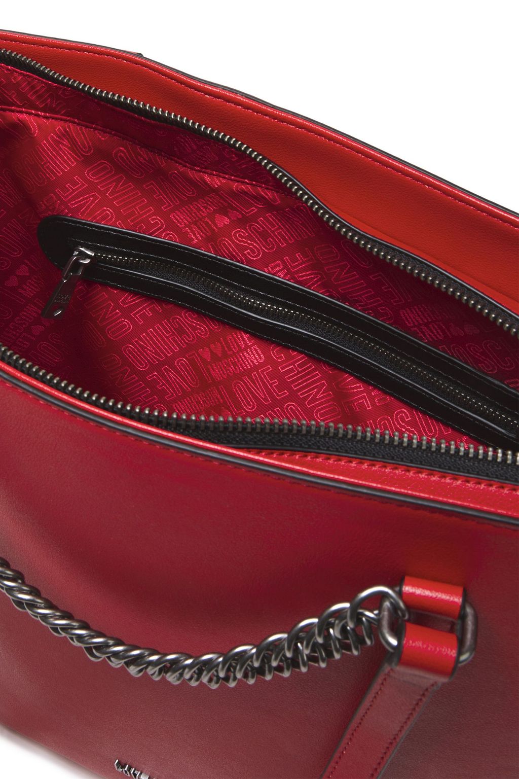 LOVE MOSCHINO Chain-trimmed faux leather tote