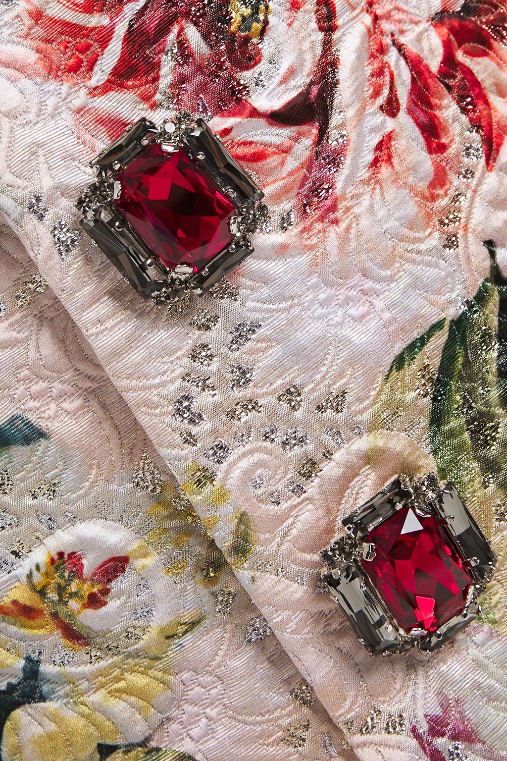 DOLCE&GABBANA Embellished metallic cotton-blend brocade mini skirt