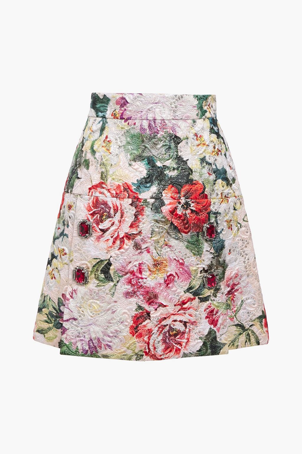 DOLCE & GABBANA Embellished metallic cotton-blend brocade mini skirt ...