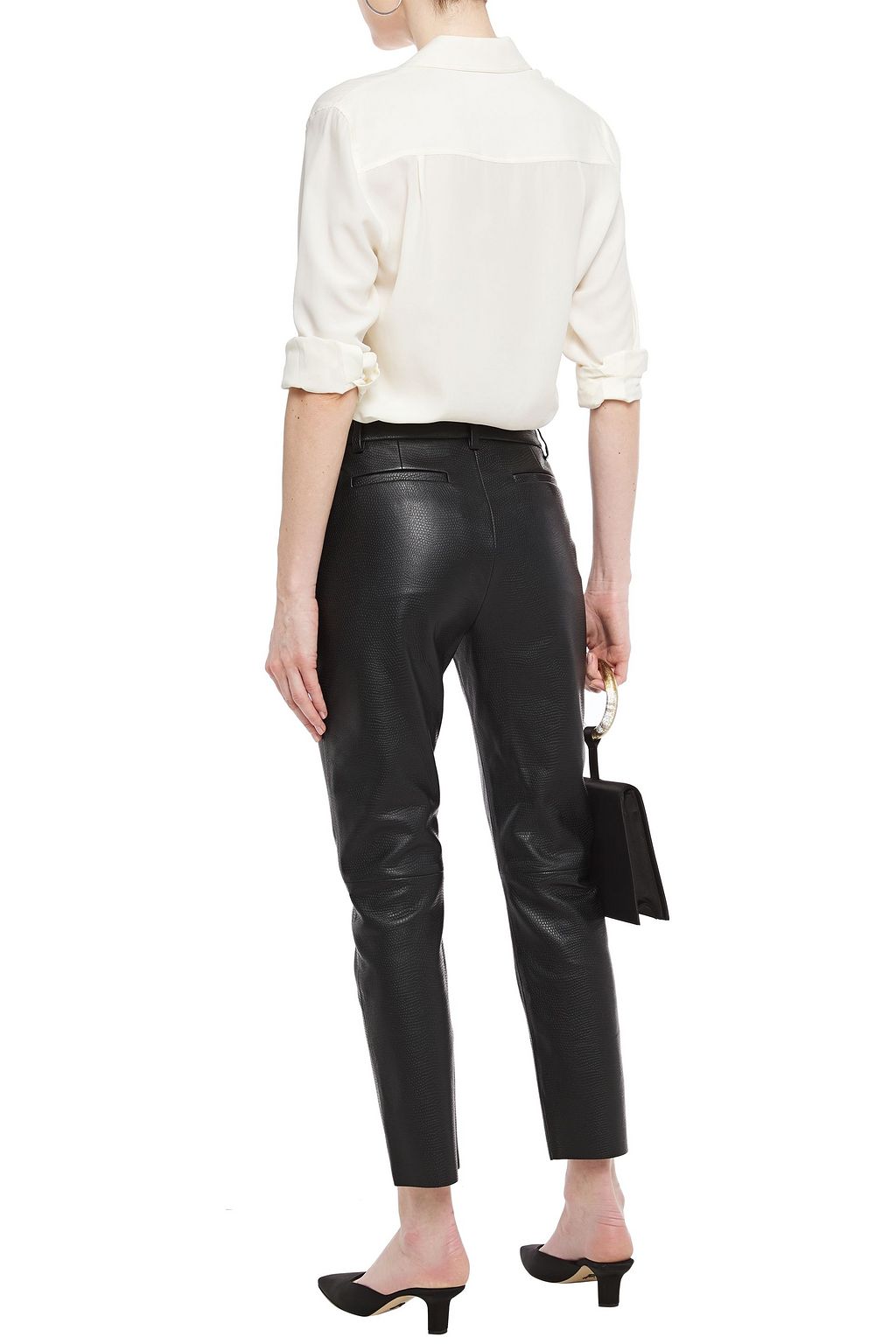 NILI LOTAN Snake-effect leather slim-leg pants
