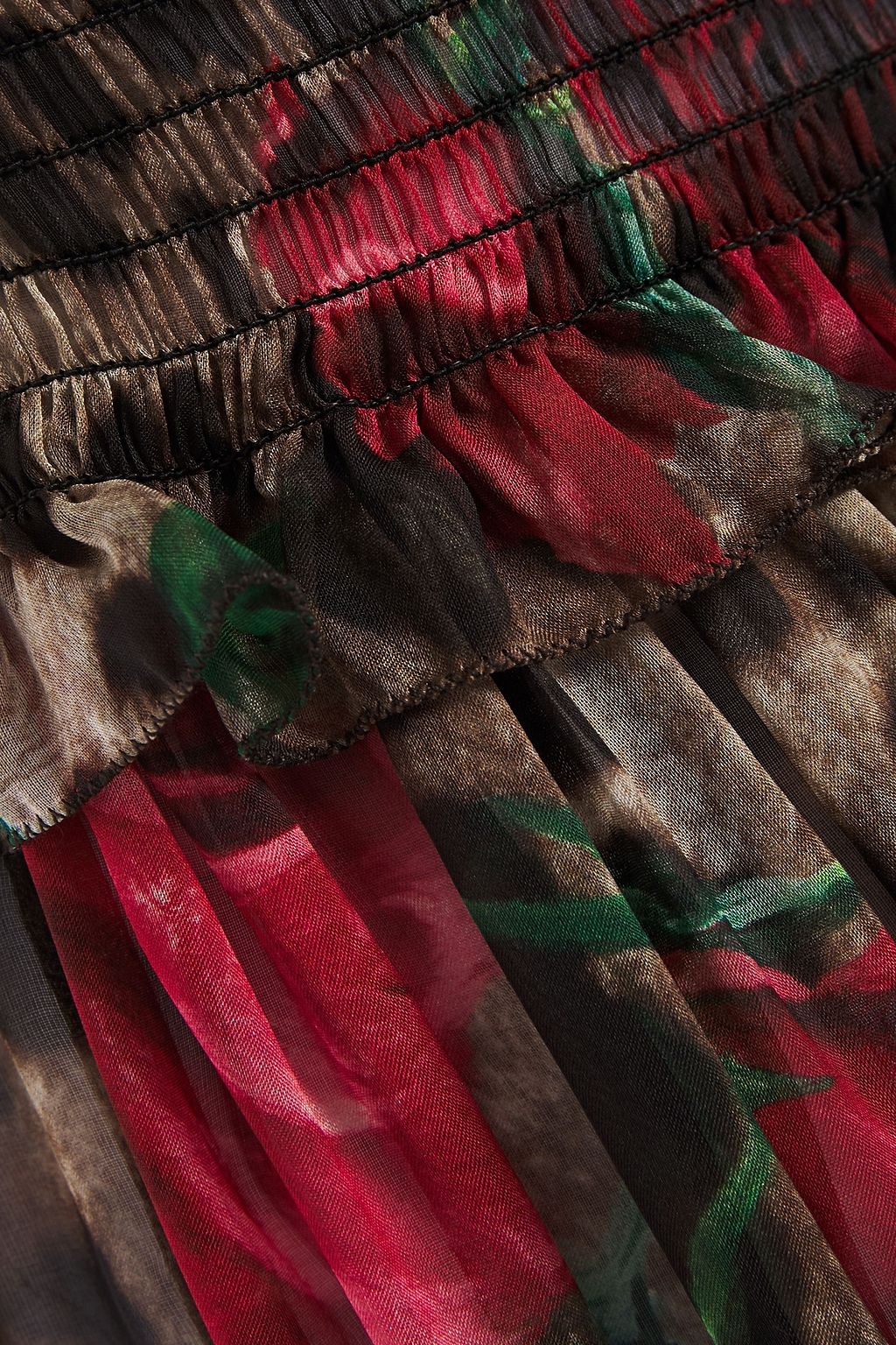 DOLCE&GABBANA Shirred printed silk-chiffon wide-leg pants