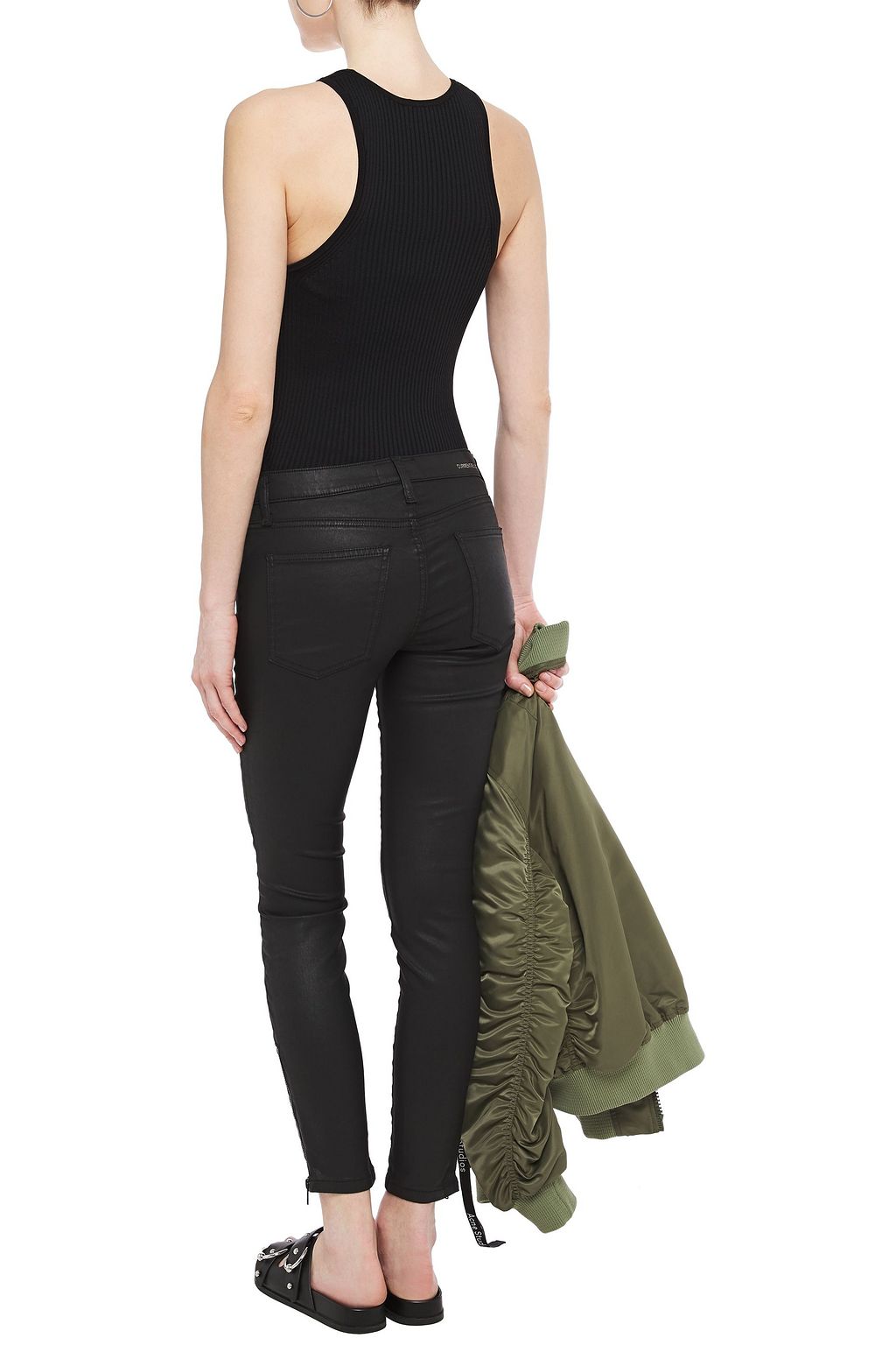 CURRENT/ELLIOTT Coated mid-rise skinny jeans