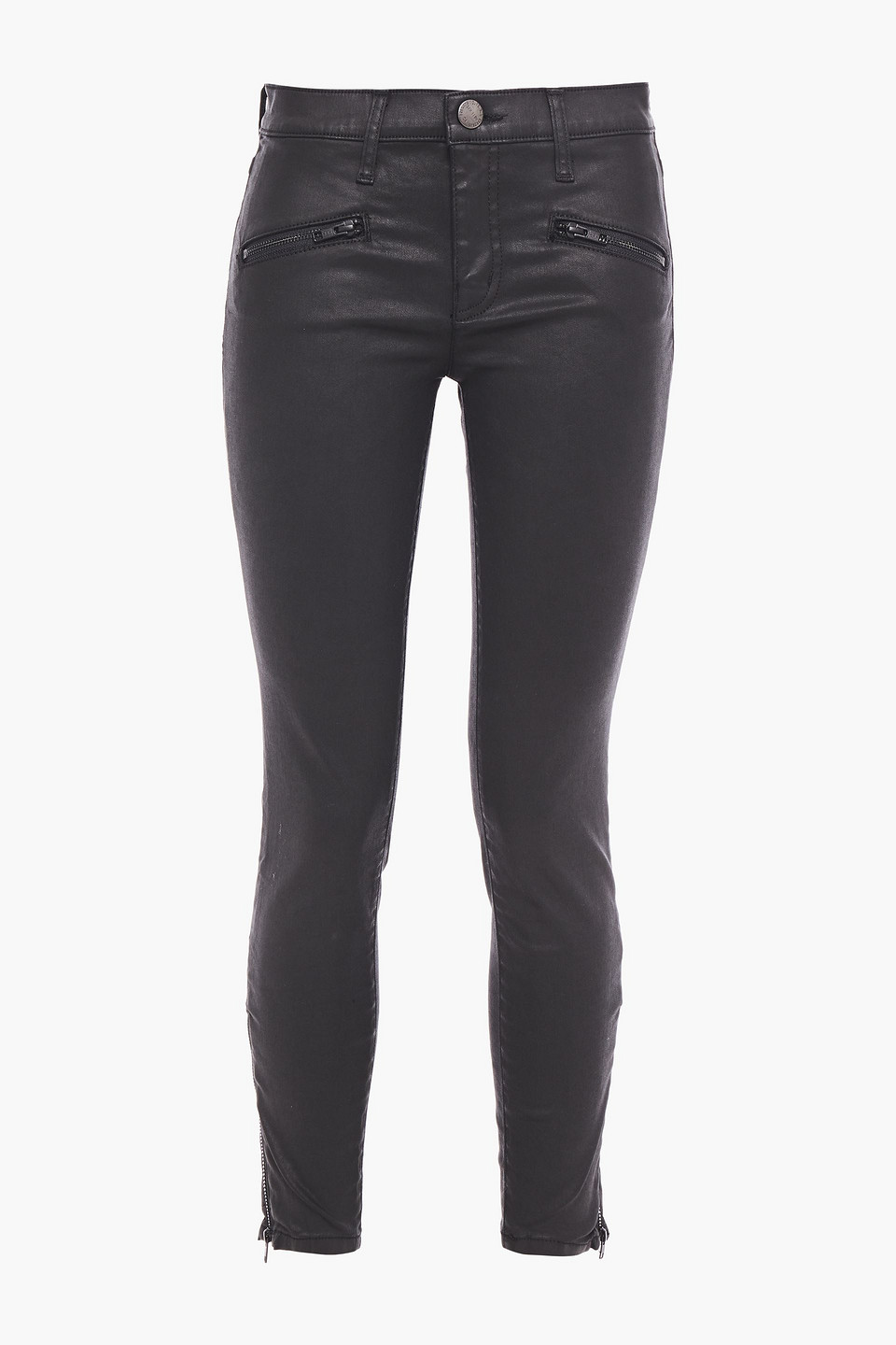 current/elliott - coated mid-rise skinny jeans - black - 26
