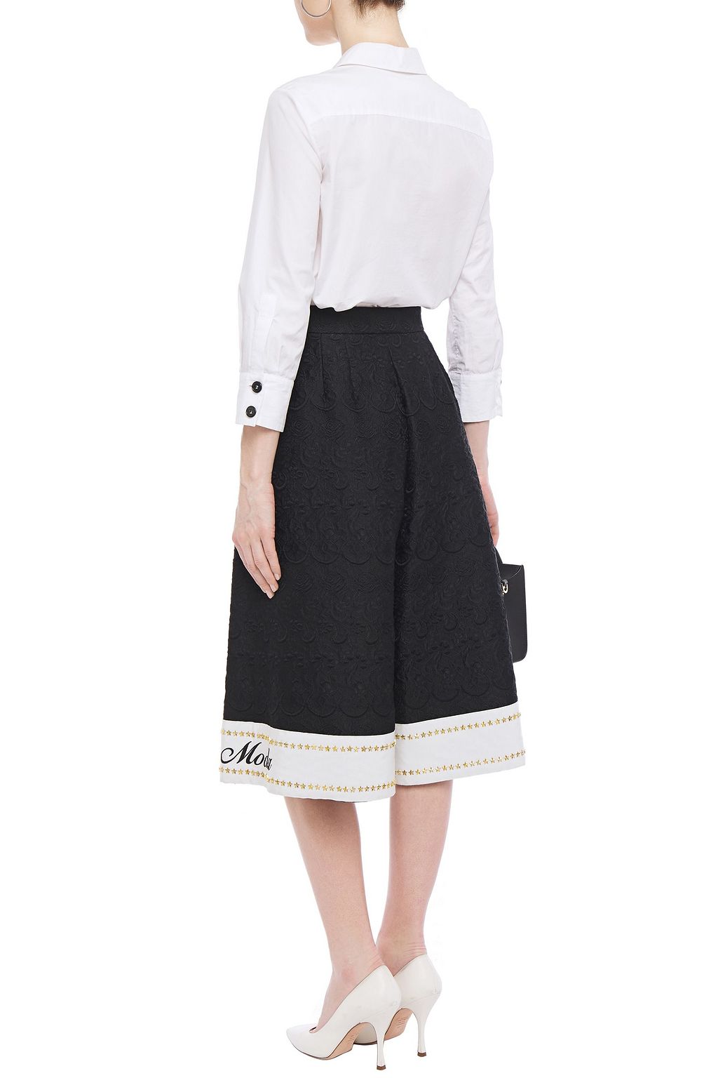 Black Embellished cotton-blend jacquard culottes | Sale up to 70 Black Embellished cotton-blend jacquard culottes | Sale up to 70