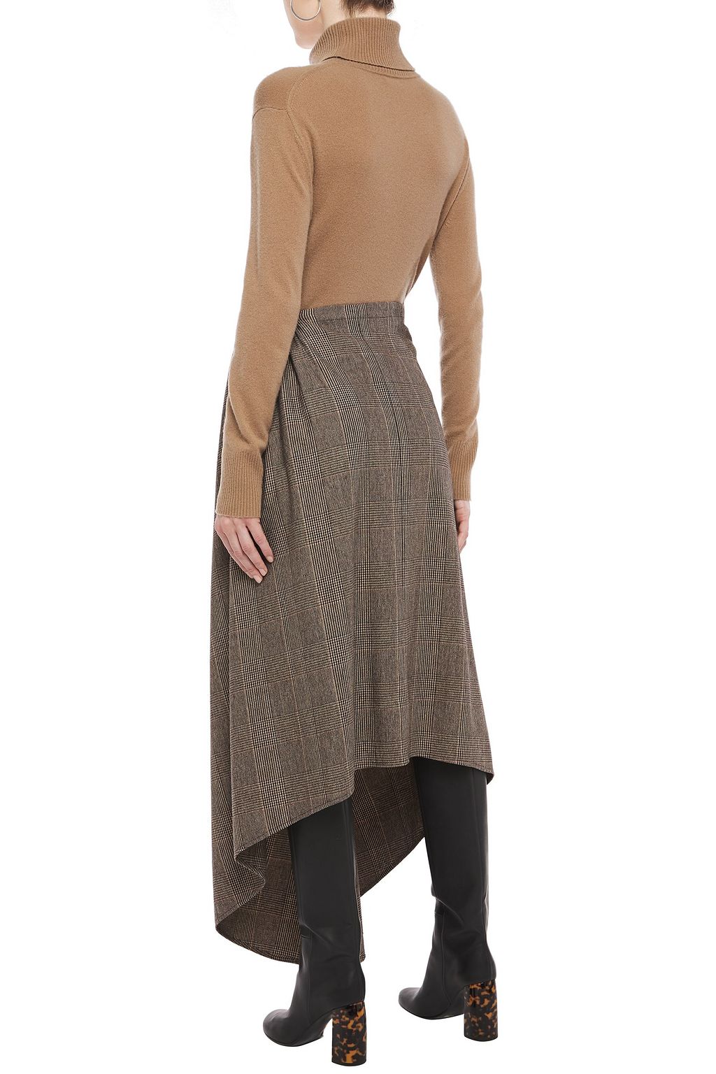 CO Asymmetric checked woven midi skirt