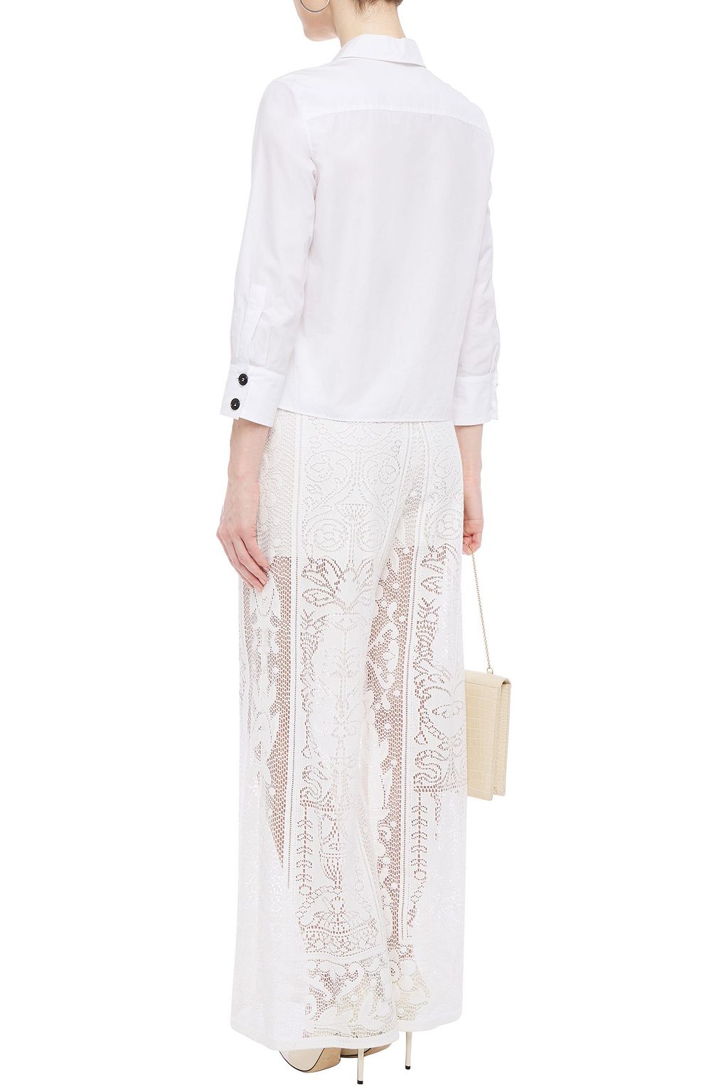 DOLCE&GABBANA Crocheted cotton-blend wide-leg pants