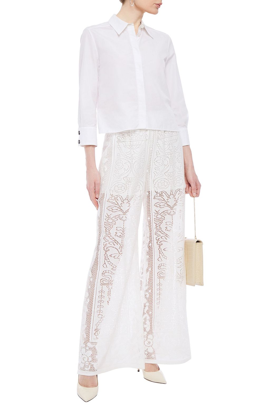 DOLCE&GABBANA Crocheted cotton-blend wide-leg pants