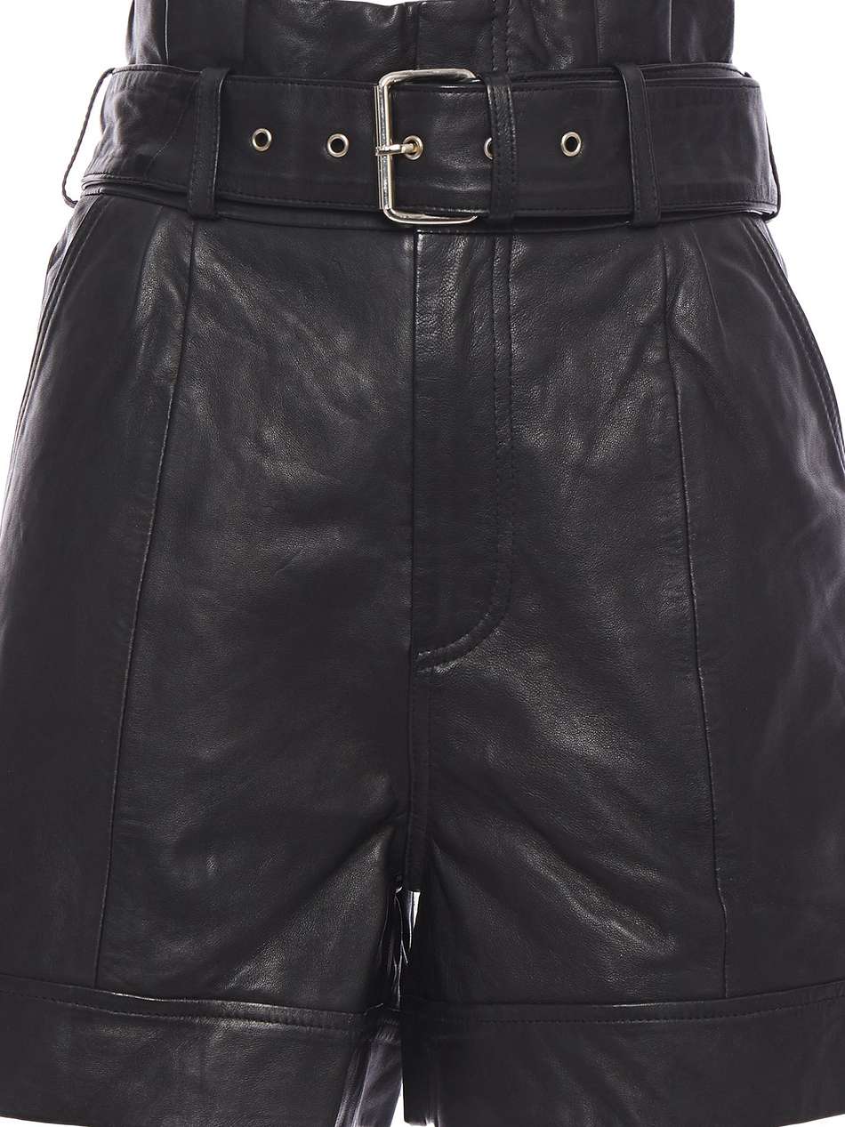 velda belted gathered leather shorts