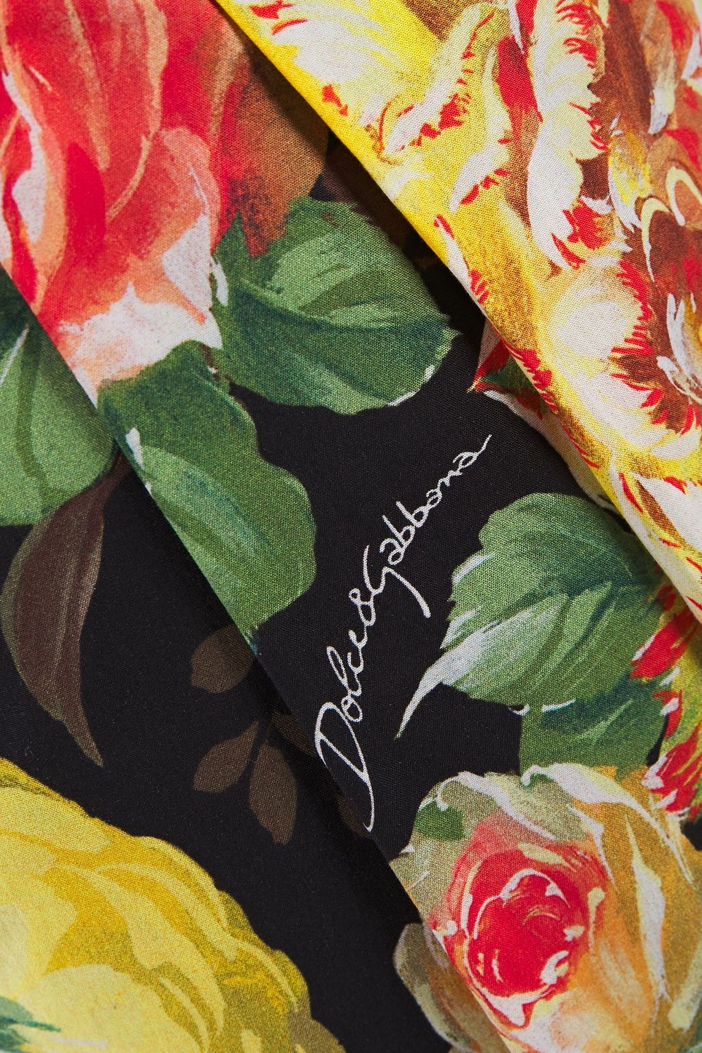 DOLCE&GABBANA Cropped floral-print cotton-poplin wide-leg pants