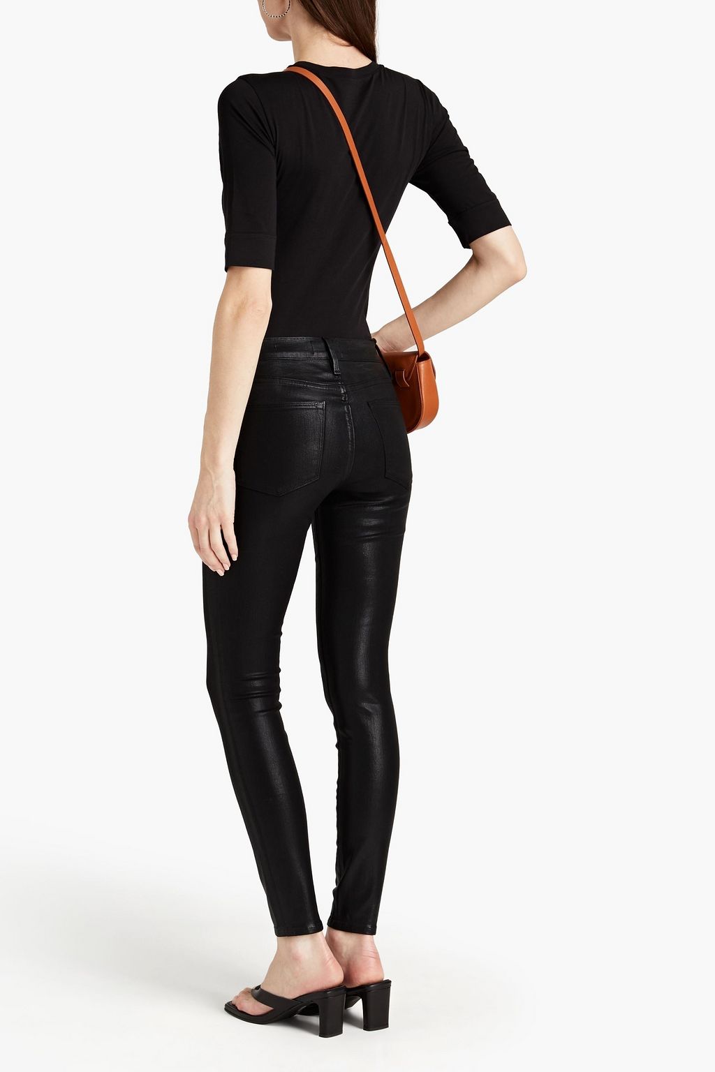 FRAME Le High Skinny coated mid-rise skinny jeans