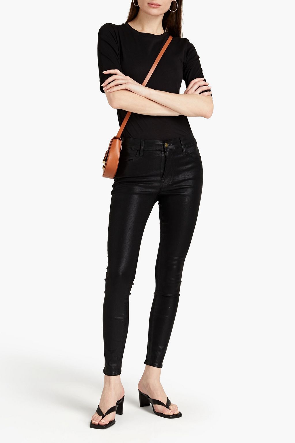 FRAME Le High Skinny coated mid-rise skinny jeans