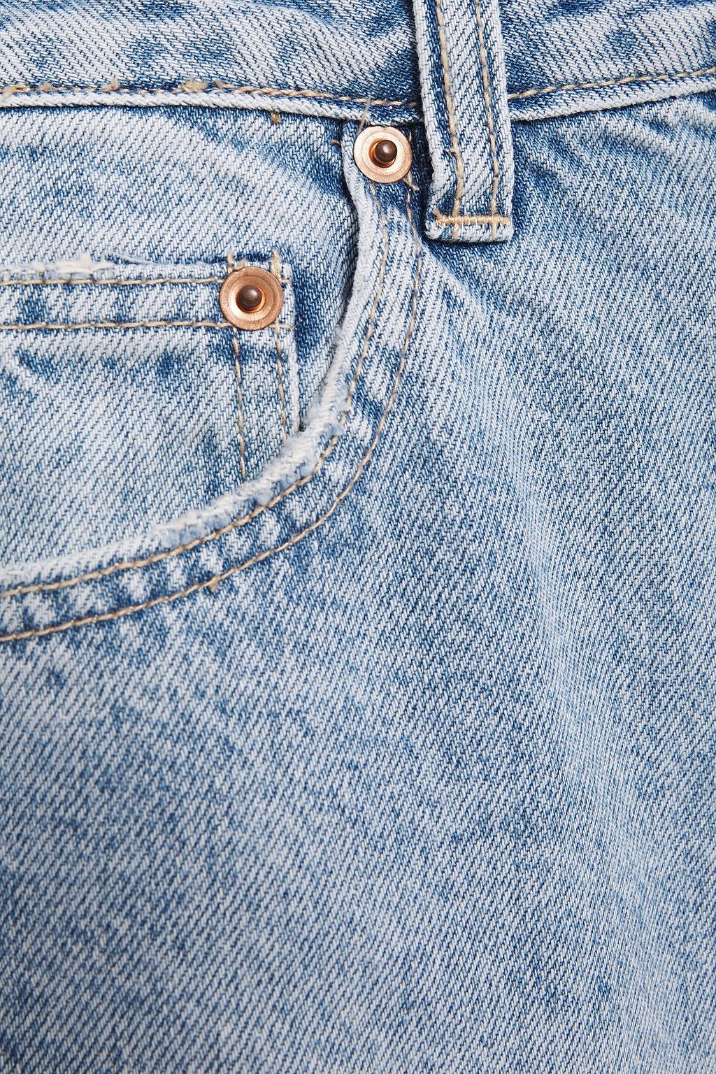 KSUBI Distressed high-rise straight-leg jeans
