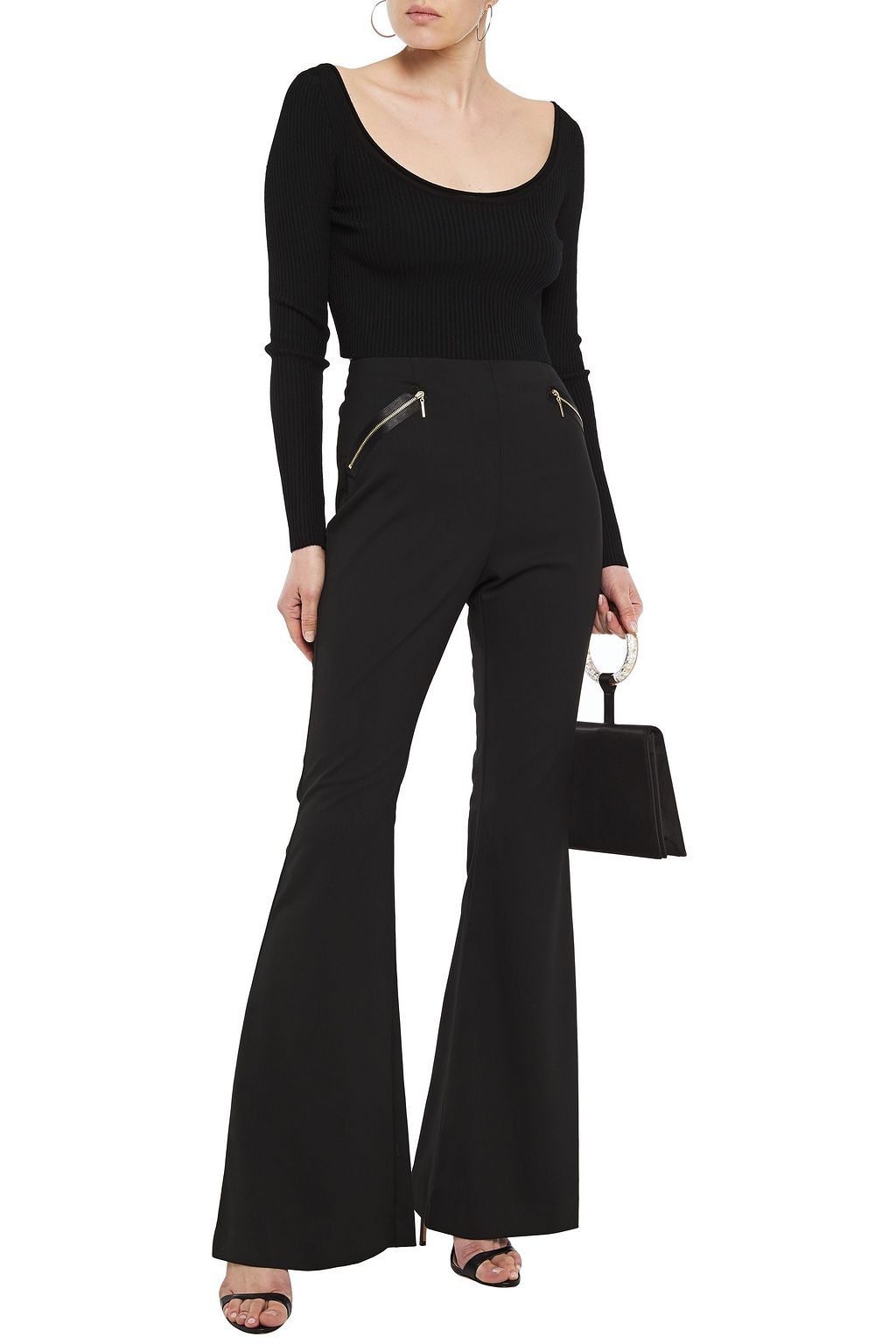 Black Twill flared pants | Sale up to 70% off | THE OUTNET | RACHEL ZOE ...