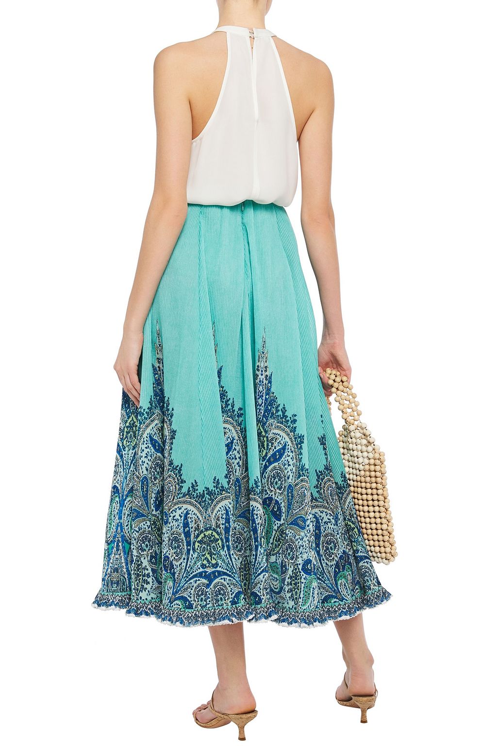 ZIMMERMANN Moncur printed plissé-organza midi skirt