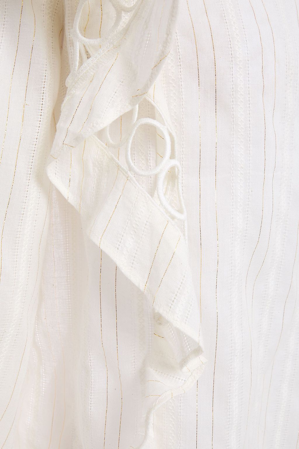RACHEL ZOE Felicia crochet-trimmed ruffled metallic cotton-blend blouse