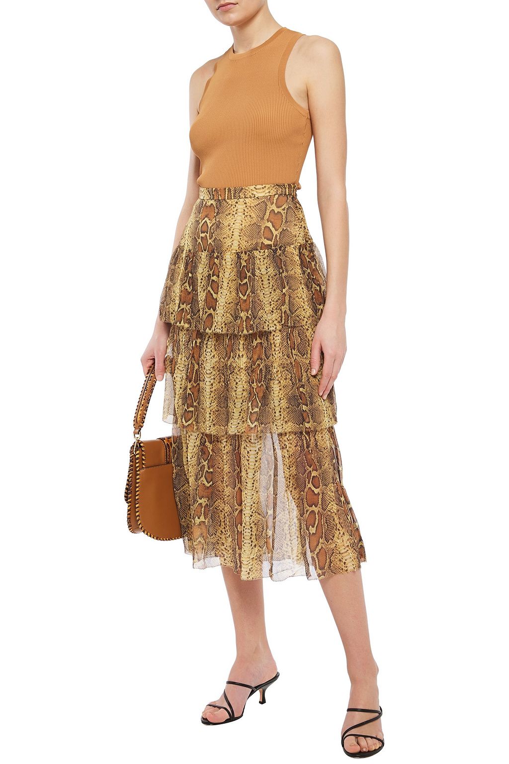ZIMMERMANN Ninety-Six tiered printed silk-georgette midi skirt