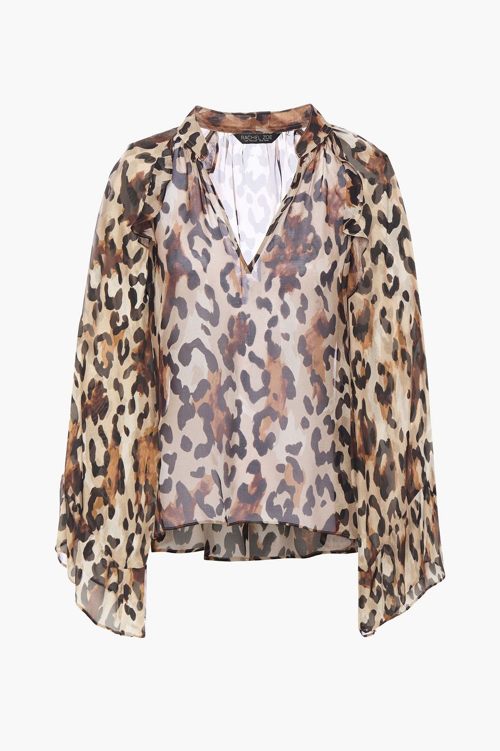 animal print ruffle blouse