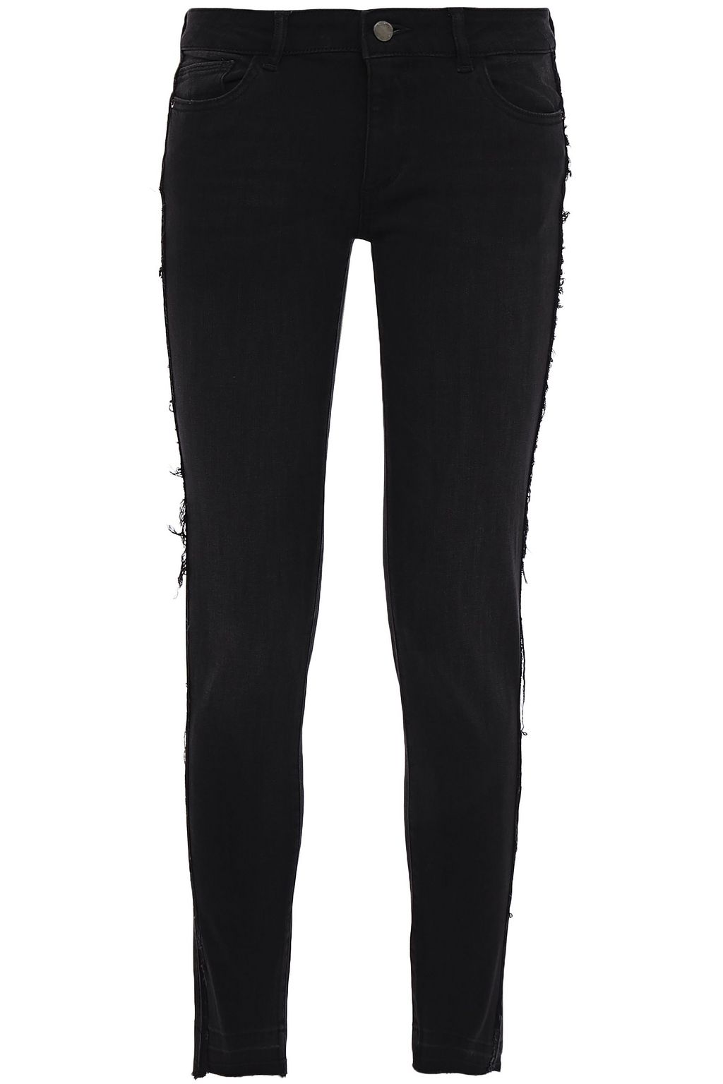 low rise black distressed jeans