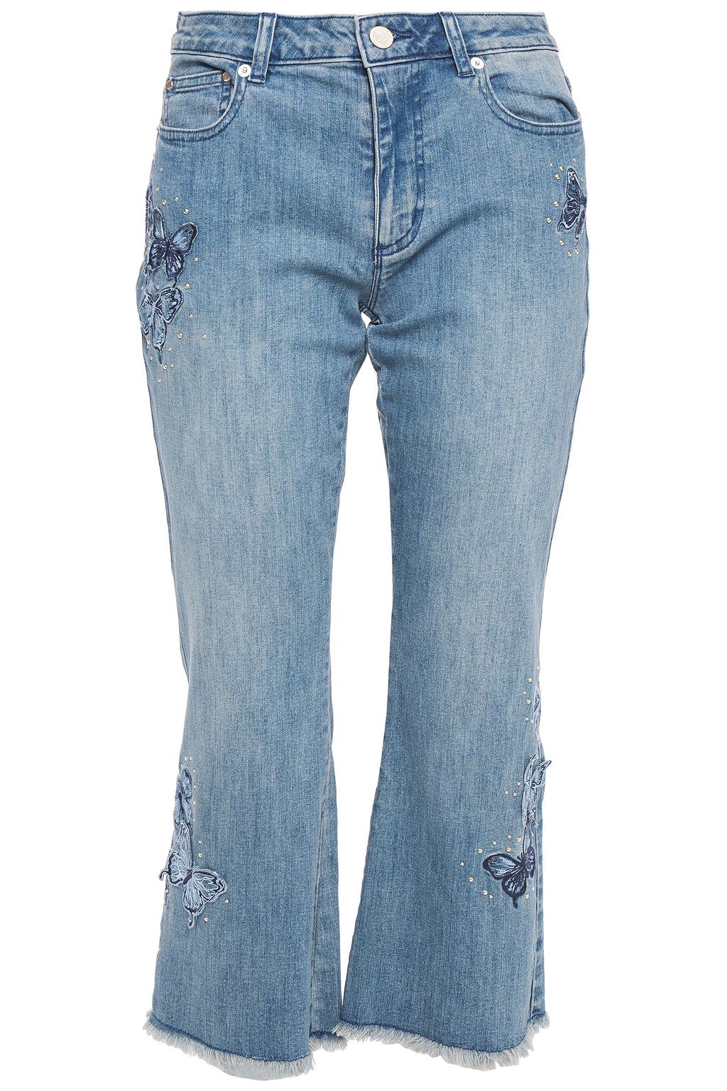 Mid denim Embellished mid-rise kick 