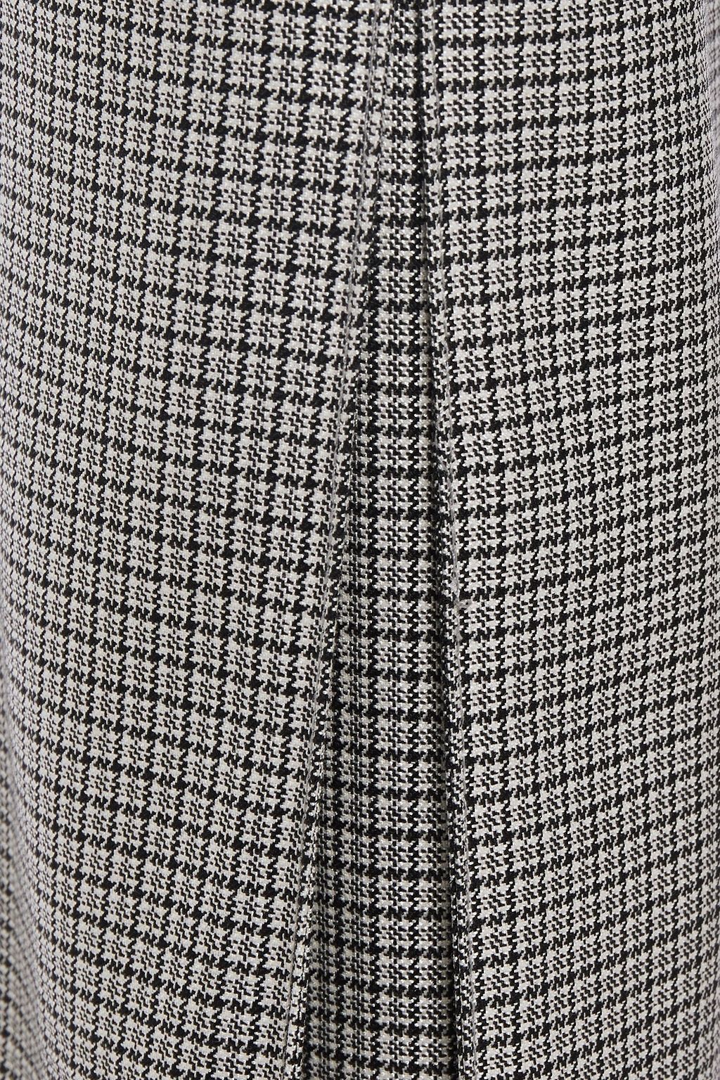 ROLAND MOURET Salthill pleated checked wool and silk-blend kick-flare pants