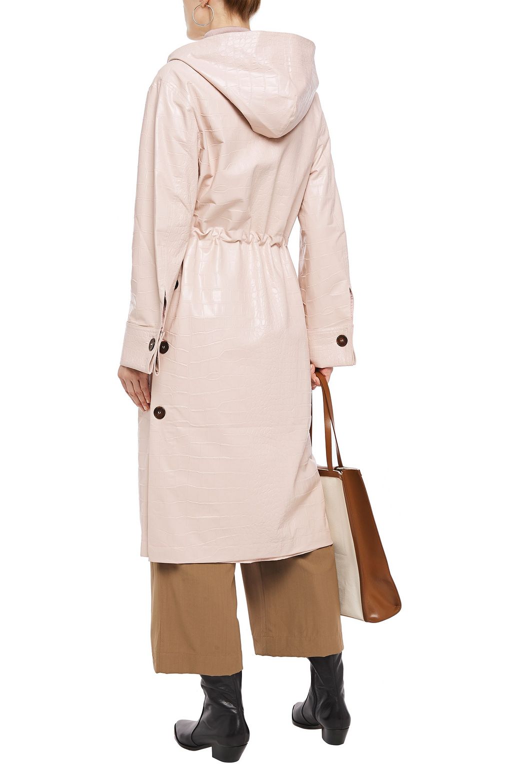 NANUSHKA Gus croc-effect vegan leather hooded coat