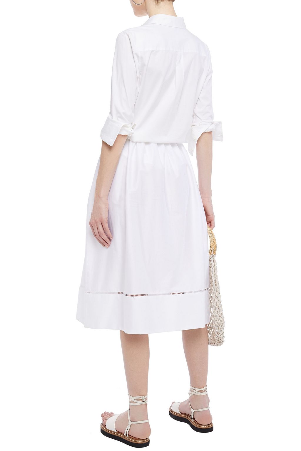 KHAITE Gathered cotton-poplin midi skirt