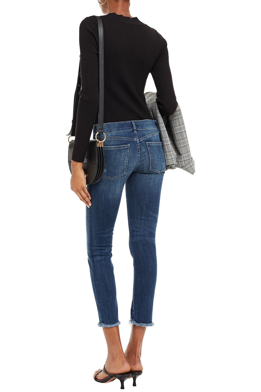 DL1961 Cropped distressed low-rise skinny jeans