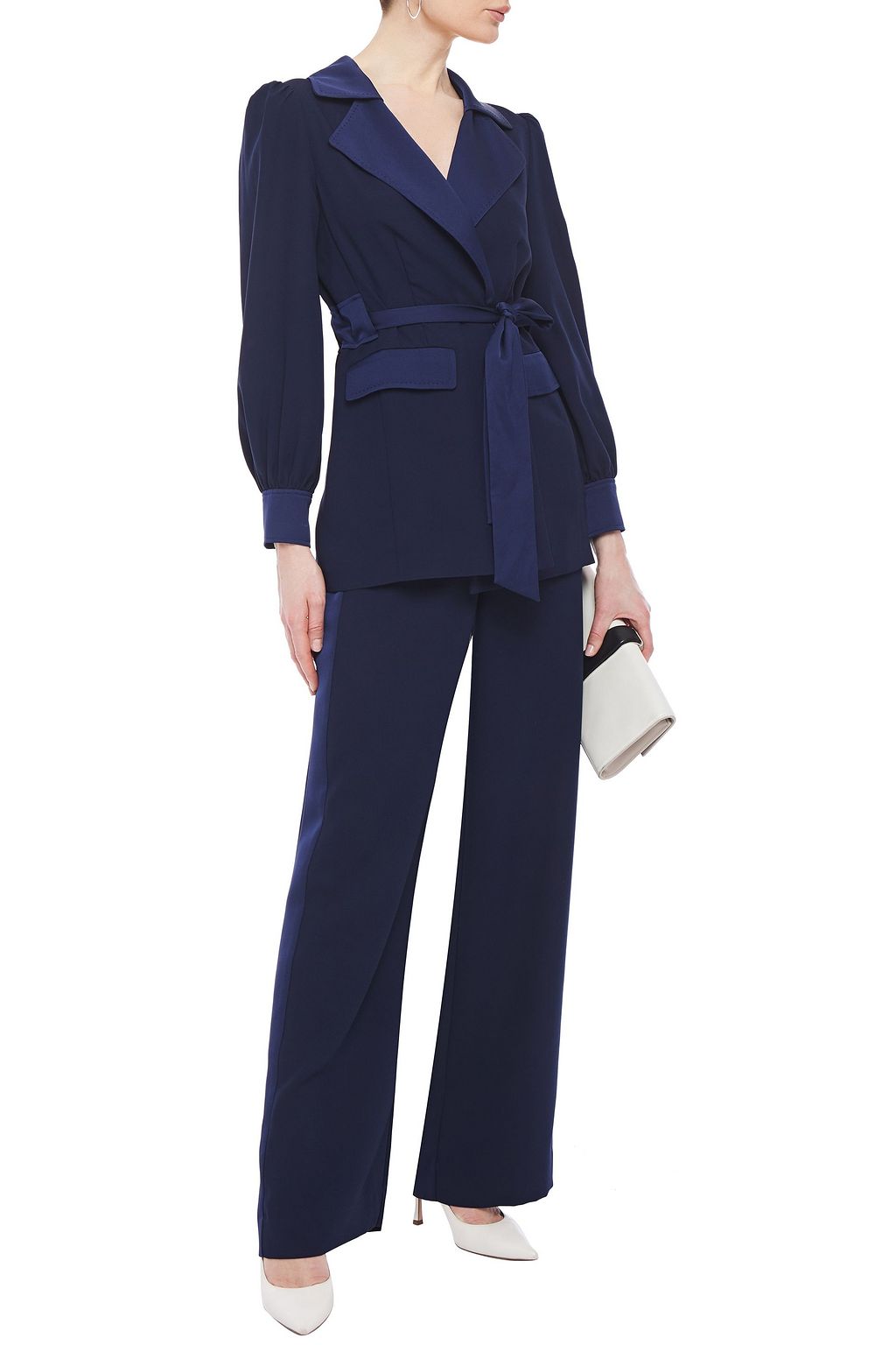 DIANE VON FURSTENBERG Belted two-tone crepe jacket