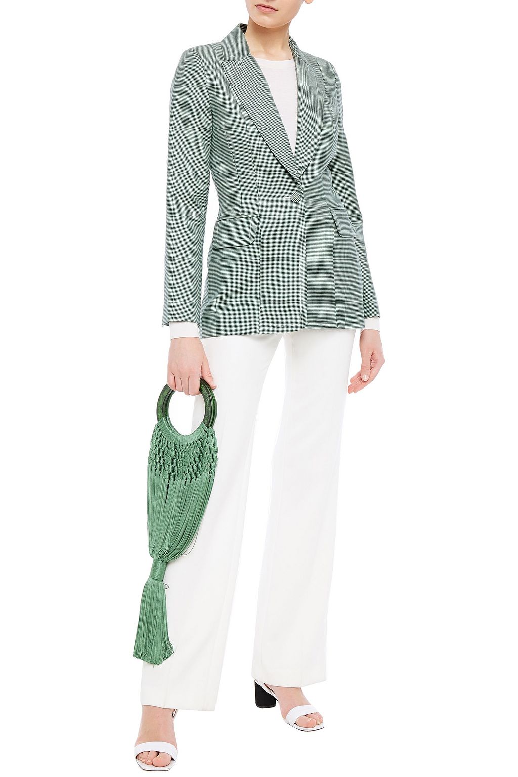 ZIMMERMANN Houndstooth linen and wool-blend blazer