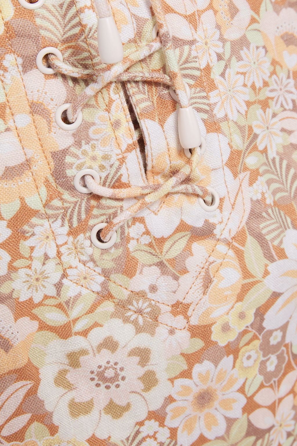 ZIMMERMANN Zippy Lace-up floral-print linen mini skirt