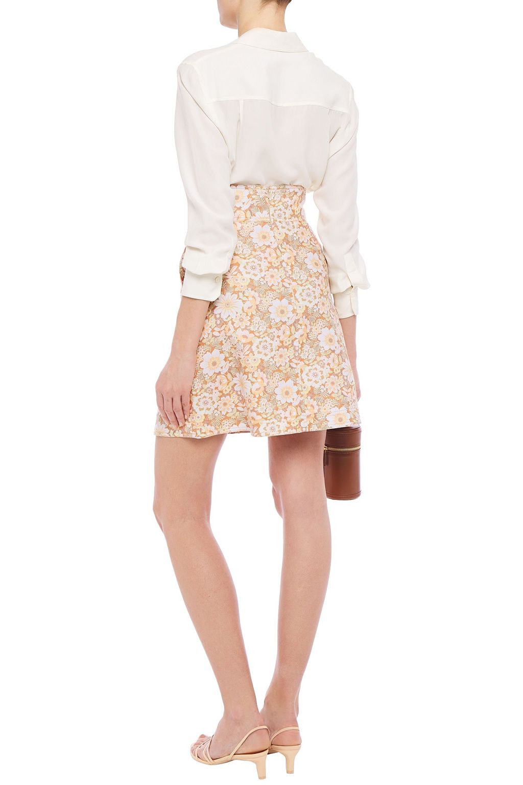 ZIMMERMANN Zippy Lace-up floral-print linen mini skirt