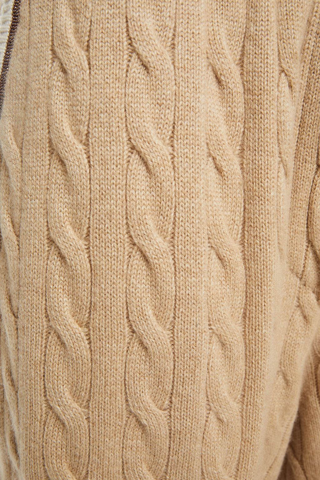 BRUNELLO CUCINELLI Bead-embellished cable-knit cashmere track pants