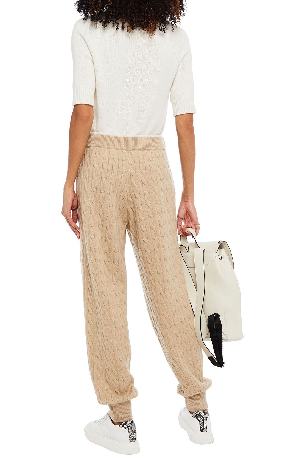 BRUNELLO CUCINELLI Bead-embellished cable-knit cashmere track pants