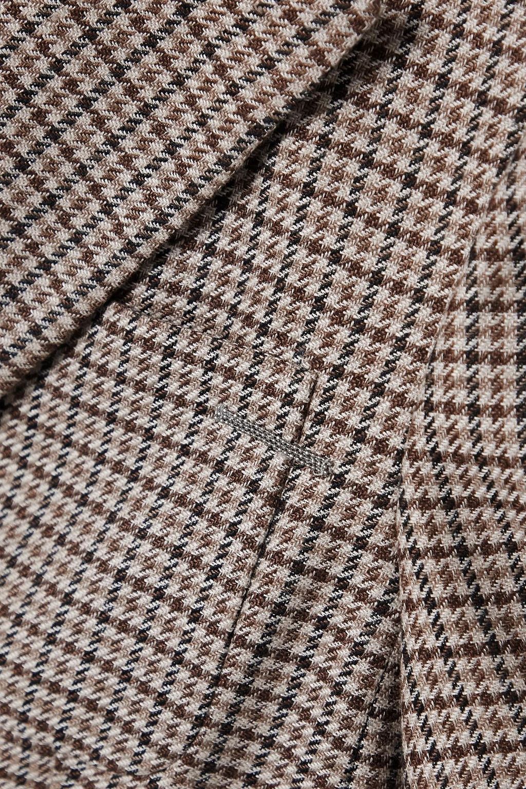 BRUNELLO CUCINELLI Double-breasted houndstooth linen, wool and silk-blend blazer